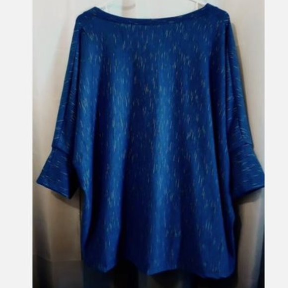 Fireworks print T-shirt Top Plus 1X Blue pink green blend Dolman Scoop neck hilo - Picture 12 of 12